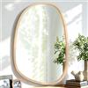 Lzuso Specchio da parete irregolare in legno, cornice ovale, specchio asimmetrico per parete, vanità, camera da letto, bagno, soggiorno, corridoio, moderno, unico, decorativo, artistico