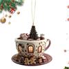 Generico Christmas Ornaments,Decorazioni Albero di Natale | Ciondolo in Acrilico 2D Forma Caffè Casetta Neve per Auto Interno Camera da Uomo Donna Ufficio Zaino Libreria