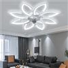 YUNZI LED Ventilatore da soffitto con luci e telecomando 66W Dimmerabile Luci del ventilatore a soffitto Moderno Lampada da soffitto per Salotto Camera da letto, Inversioni della ventola (Bianco, 90CM)