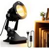 GOMETY Faretto LED da 7 W, con clip, luce bianca calda, 3000 K, con cavo da 1,8 m, spina e interruttore, illuminazione a LED, da giardino, IP65, impermeabile, per interni ed esterni, 1 pezzo