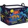 Clastyle Cesto Portabiancheria Boho Dinosauro Cestino Portaoggetti Palma Cesta Biancheria Genitori per Organizzare Giocattoli Vestiti, Scheletro, 40x30x30 cm