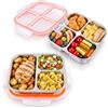Gyism 2 Pezzi Scatola Porta Snack in Acciaio Inox da 1200 ml con 7 Scomparti, Lunch Box Riutilizzabile per Bambini, Porta Pranzo per Viaggi e Aereo
