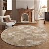 SSWH Tappeto rotondo antiscivolo a pelo corto, super morbido e lavabile, con motivo geometrico; ideale per soggiorno, camera da letto, corridoio, balcone, giardino o(Size:140 cm (Round),Color:Marrone)