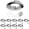 ledscom.de 10x cornice da incasso a soffitto FERE, rotonda, cromo lucido (GU10/MR16/GU5,3/50mm) incl. presa GU10