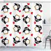 QIANLUOO Carino Pinguino Tenda Doccia 180 x 240 cm , Tenda per Doccia con Anelli, Poliestere Tende ganci con Pesi, Tende Vasca da Bagno Tessuto Lavabile, Impermeabile e Facile da Pulire per la casa f-283