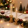 NUPTIO Candeliere Porta Candel Uragano Portacandele Oro 2 Pezzi Alto Vetro Candela candelabro Bastoni Candelabri Titolari Matrimonio Centrotavola per Tavoli Pranzo Mantello Natale