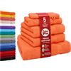 Betz Set di asciugamani PREMIUM - Set di asciugamani da 5 pezzi - 1x teli da doccia - 2x asciugamani - 1x asciugamani per gli ospiti - 1x guanti da bagno arancione