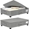 Gohytal Cassettiera sottoletto con ruote, 2 pezzi, pieghevoli, con manici, per trapunte, vestiti, scarpe, piumini, coperte, 60 x 40 x 15 cm