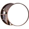 FGXHHS Mobiletto a Specchio Rotondo in Legno da Appendere al Muro per Bagno con ripiano portaoggetti, in Legno massello Impermeabile (Colore: Noce, Dimensioni: 60 cm)