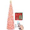 HMASYO Albero di Natale Artificiale a Paillettes 180cm con 100 Luci a LED Timer e Telecomando, Montaggio Istantaneo, Alimentazione USB - Decorazione per Interni Casa, Appartamento, Veranda, Feste