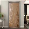 Generico Adesivo Porta 3D Autoadesivo Rimovibile Lussuose Foglie Dorate, Decorazione Porta in PVC Impermeabile 80x210 cm, Marrone Chiaro Sticker Decorativo per Porte Interne Casa, Camera da Letto, Soggiorno
