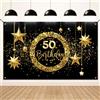 Koliphy Striscione Compleanno 50 Anni, Decorazione da Parete e Giardino per Uomini e Donne, 180 x 110cm (Oro Nero)