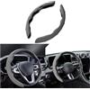 JNNJ Coprivolante Antiscivolo in Pelle Scamosciata per Auto Adatto Ruote Rotonde a Forma Di D Confortevole E Resistente, Coprivolante Universale in Pelle Scamosciata Antiscivolo Traspirante(Grigio)