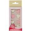 FunCakes Decorazioni di Zucchero Fiocchi Rosa e Bianchi per torte: pronto per l'uso, perfetto per spettrale o cupcakes mostruosi, muffin e altro, certificato senza glutine - Set / 8