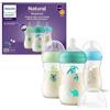 Philips Avent Natural Response Baby Bottle da 260°ml (9 oz) con tettarella a flusso medio (flusso 3), confezione da 3, con design tropicale, SCY903/73