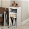 Furinno CUBICLE Mobile per Giradischi con Raccoglitore per Vinili, 2-Cube 1.2 Extra Spesso Raccoglitore per Dischi in Vinile, Scaffale Multimediale Aperto sul Retro per CD DVD Dischi, Bianco