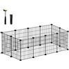 SONGMICS Recinto per Animali di Piccola Taglia, Recinzione Personalizzabile per Criceti, Conigli, Rete in Metello, Include Martelletto e Fascette, per Uso Interno, Nero LPI001B01