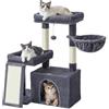 Feandrea Albero per Gatti con 2 Letti Grandi, Tiragraffi con Pali e Rampa Graffiatoio, Alto 85,8 cm, Grigio Scuro PCT013GS01