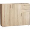 milani home - madia credenza moderna 2 cassetti e 3 ante, quercia chiaro, 106 x 36 x 83 cm