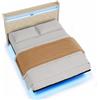 Xbro Struttura Letto Matrimoniale 160x200 cm in Metallo con LED RGB APP | Illuminazione RGB regolabile, mensola integrata e stazione ricarica con prese AC USB e USB-C per una camera organizzata
