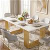 Lailang 180cm Tavolo da Pranzo, Tavolo Rettangolare, Tavolo da Cucina Legno, Tavolo Soggiorno Moderno, Tavolo Bianco, 180 x 79 x 78 cm, Bianco e Oro