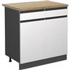 Vicco Mobiletto base per cucina R-Line, Bianco, 80 cm