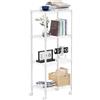 M MZG Scaffalatura Metallica con Ruote Bloccabili a 4 Ripiani, Capacità di Carico 454 kg, Ripiani Regolabili, per Garage, Ripostiglio, Lavanderia e Cucina,Studio,Bianco, 30 x 45 x 103,6 cm