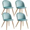 Xinyvee Set di 4 sedie da sala da pranzo, in velluto verde, design moderno, per sala da pranzo, sedie scandinave, effetto legno, gambe comode, sedie da salotto, set da 4 pezzi