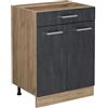Vicco Mobiletto base per cucina R-Line, Calce nera, 60 cm