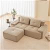 Luscriate L Divano piccolo e modulare senza cornice, liberamente combinabile, peluche di alta qualità, senza montaggio, moderno divano per soggiorno e camera da letto, beige, 2 posti+1 (beige, 2S+1)