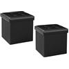 Bonlife Pouf Cubo Poggiapiedi Sgabello Pieghevole,Nero Ecopelle Cubo Portaoggetti Pouf da Camera,Ottomane,32x32x32cm (Marrone)