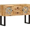 ZQQLVOO Credenza in stile industriale, 110 x 30 x 74 cm, in legno di mango grezzo, con gambe in acciaio, robusto armadio portaoggetti con grande superficie per dispositivi multimediali e decorazioni