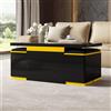 LinoraFurn Tavolino moderno bianco lucido, elegante tavolino, multifunzione, regolabile in altezza, tavolo da pranzo/mobili da soggiorno, 100 x 50 x 43 cm (lunghezza x larghezza x altezza) (nero)