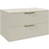 Badplaats B.V. Badplaats Mobiletto sottolavabo Rimini 80 x 46 cm Beige - Armadietto sospeso per bagno con 2 cassetti