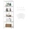 Taotigzu Scaffalature metalliche con 6 ripiani regolabili e 4 ganci, pannelli in plastica PP, 34x34x165 cm, scaffalature metalliche per dispensa, armadio/guardaroba, lavanderia. (6-Tier, White)