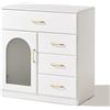 CLIPOP Comò bianco con 4 cassetti e 1 anta, 75 x 40 x 80,5 cm