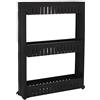 SPRINGOS, scaffale mobile a 3 ripiani, per stanza da bagno, WC, multiuso, colore nero, dimensioni 70 x 54 x 12,5 cm