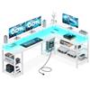 ODK Scrivania Gaming con LED, 168×120cm, Bianco
