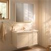 REDÒKASA Mobile Bagno Sospeso 60/80/100 cm MIMOSA in alluminio con specchio contenitore a 2 ante, lavabo in ceramica (L 80 x P 47 x H 51)