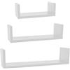 H HANSEL HOME Set di 3 Mensole da Muro per Decorativi, Mensole da Parete Fissaggio Invisibile Bianca 42x10x10cm,32x10x8,5cm, 22x10x7,7cm
