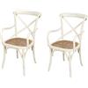 Biscottini 2 Sedie sala da pranzo legno massello 89x43x50 cm - Sedia cucina e soggiorno in rattan - Sedie in legno da esterno e interno - Sedia legno bianca Cross