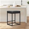 ALPHA HOME Sgabello da bar, altezza bancone, sgabelli da bar con poggiapiedi, sedia per la colazione in pelle PU, schienale scoperto, sgabello da cucina per interni ed esterni, nero