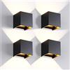 FUPE 4 Pezzi Applique da Parete Esterno/Interno LED Cubo Lampada da Parete Moderne Nero 20W 4000K Luce Naturale IP65 Impermeabile Applique Esterni Muro Quadrata Angolo del Fascio Regolabile