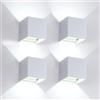 FUPE 4 Pezzi Applique da Parete Esterno/Interno LED Cubo Lampada da Parete Moderne Bianco 20W 6500K Luce Freddo IP65 Impermeabile Applique Esterni Muro Quadrata Angolo del Fascio Regolabile
