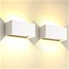 FUPE 2 Pezzi 25W LED Applique da Esterno/Interno Lampada Esterno a da Parete IP65 Impermeabile Moderno Alluminio Bianco 3000K Bianco Caldo Applique per Esterni Luce da Parete Angolo di Luce Regolabile