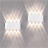 FUPE 2 Pack Applique da Parete Esterno/Interno LED Applique da Esterni 16W 1600LM Up Down Lampada da Parete IP65 Impermeabile Moderno Lampade Muro Alluminio Bagliore su e giù (Bianco 4500K luce naturale)