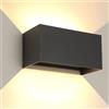FUPE 25W LED Applique da Esterno/Interno Lampada da Esterno a Parete IP65 Impermeabile Moderno Alluminio Nero 3000K Bianco Caldo Applique per Esterni Luce da Parete Angolo di Luce Regolabile