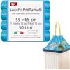 HW CASA HW Sacchetti Spazzatura 55x65CM, Profumo Talco con Maniglia a Scorrimento,50L-4 Rotoli Da 60 Pezzi Sacco per la Raccolta Differenziata Riciclabile per Cucina, Bagno, Bidone Medio (BLU)