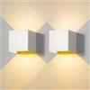 FUPE 2 Pezzi Applique da Parete Esterno LED Lampada da Parete Interno Moderno Bianco 6W 3000K Bianco Caldo IP65 Impermeabile Lampade Muro Quadrata Alluminio su e Giù Regolabile Design Facile da Installare