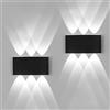 FUPE 2 Pack Lampada da Parete Esterno/Interno LED Applique da Esterni 12W 1200LM Up Down Lampada da Parete IP65 Impermeabile Moderno Lampade Muro Alluminio Bagliore su e giù (Nero 6500K luce freddo)